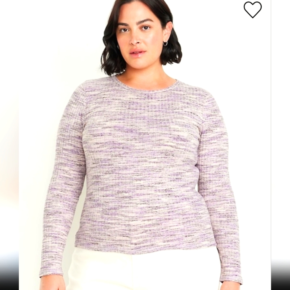 NWT Old Navy XL Plush Crew Neck Tee Longsleeve Lilac Marled P-2393